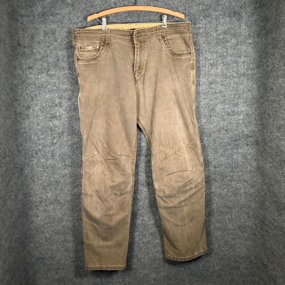 Kuhl RIOT Pants Mens 40x34 (40x31) Brown Canvas Hiking Work Carpenter Utility